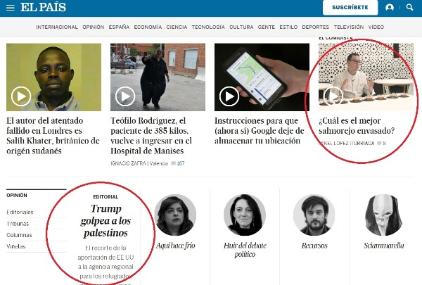 Ejemplos de diferentes audiencias en El País